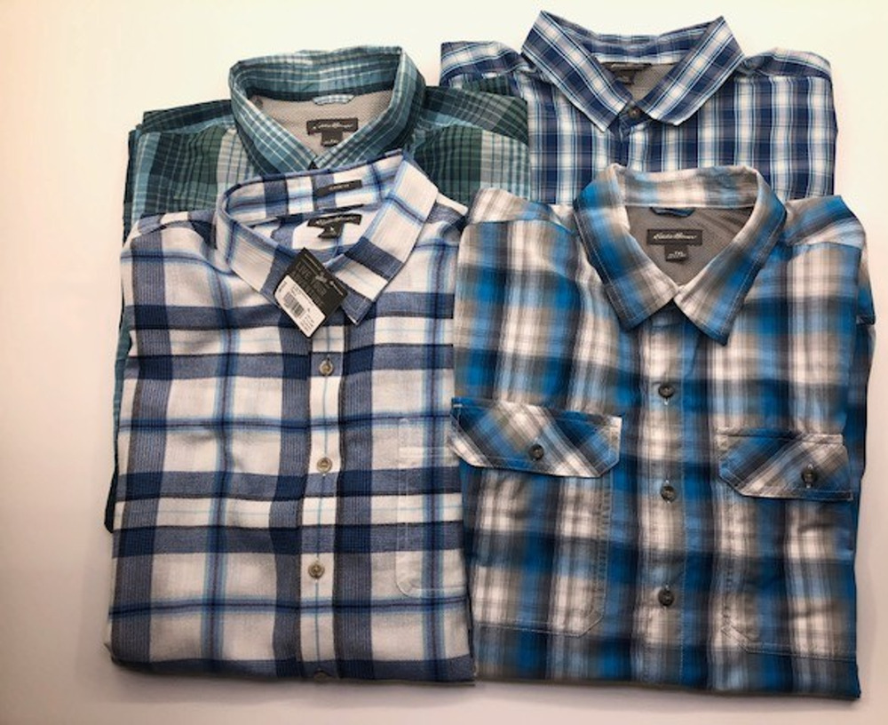 Lot of 4 Eddie Bauer Mens Short Sleeve Button Up Shirts XLT
